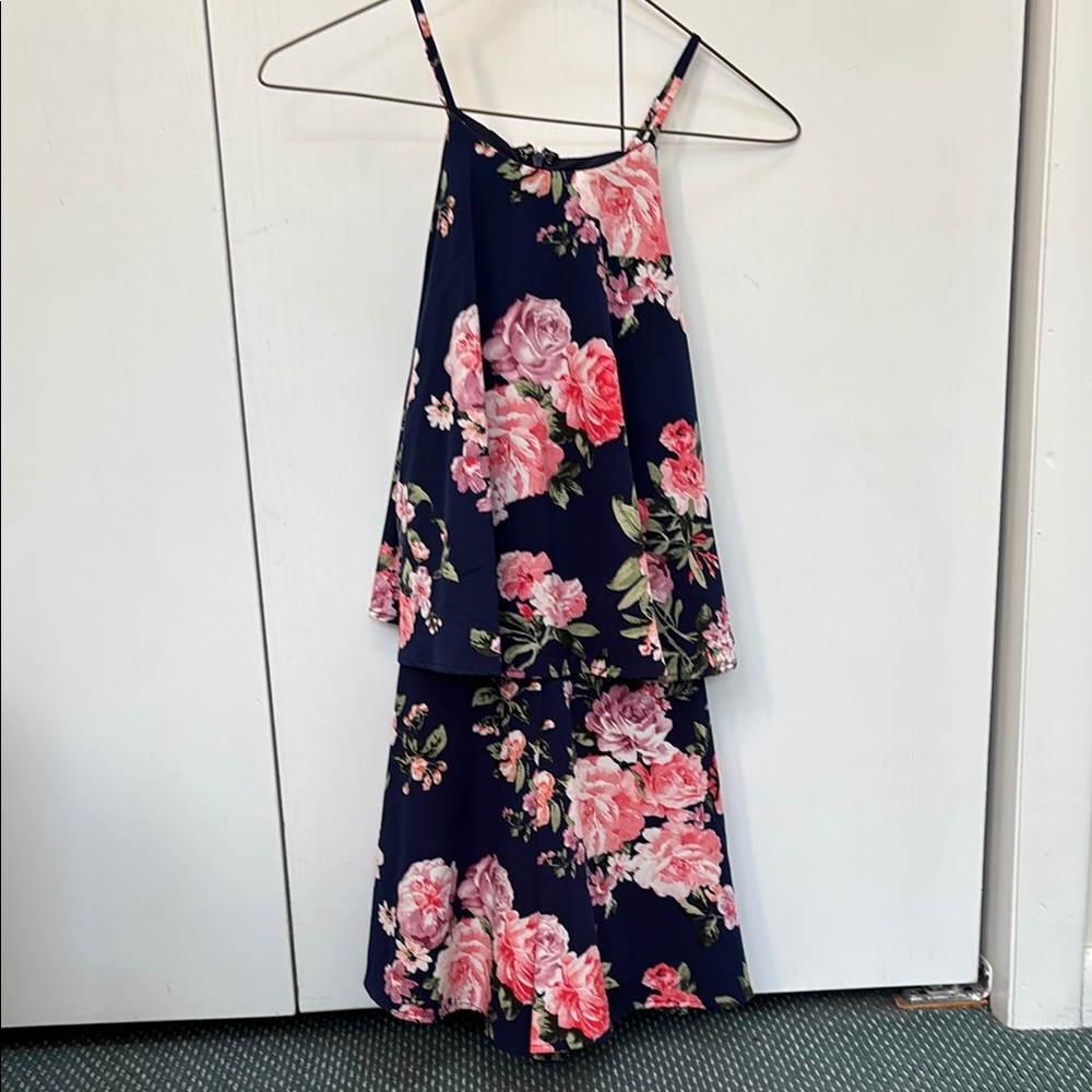 Lulu's Blue and Pink Floral Jumpsuit